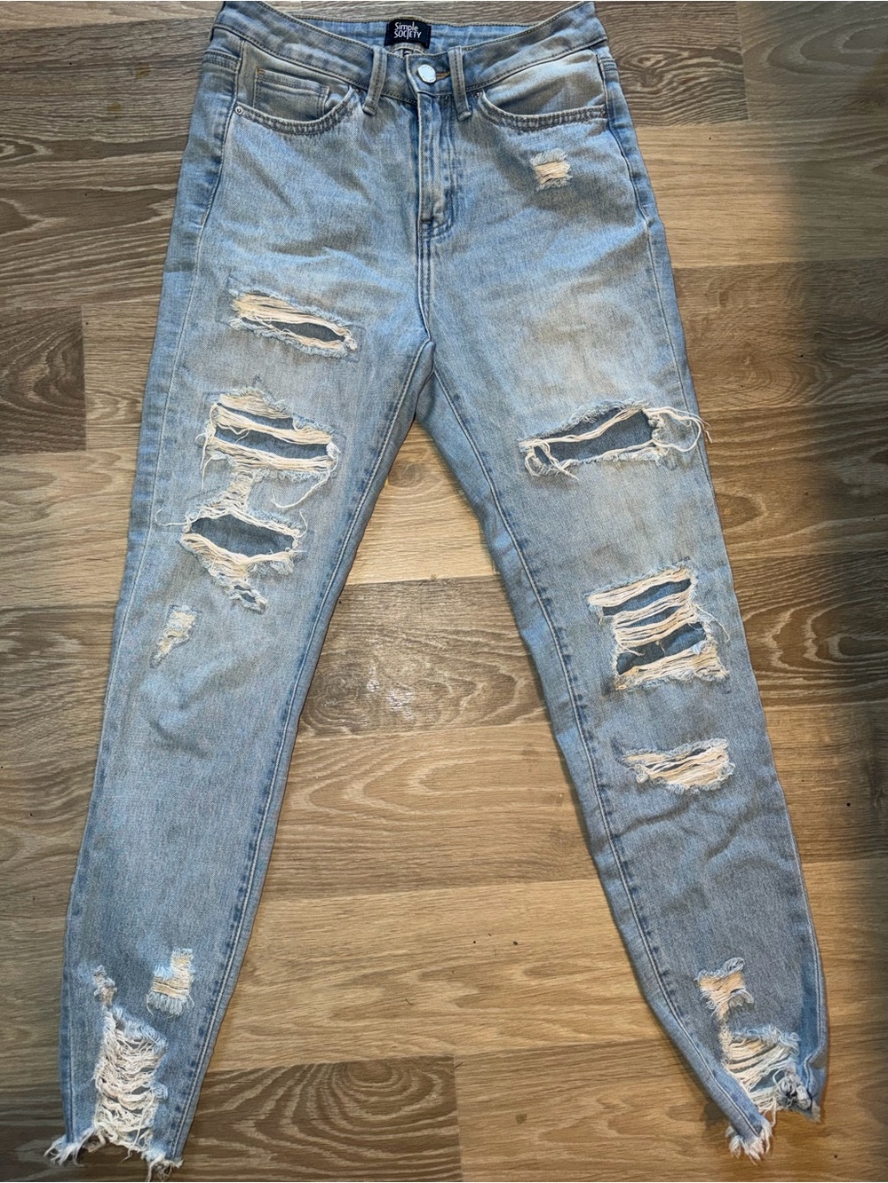 Simply Styled Light Blue Distressed Boyfriend Jeans